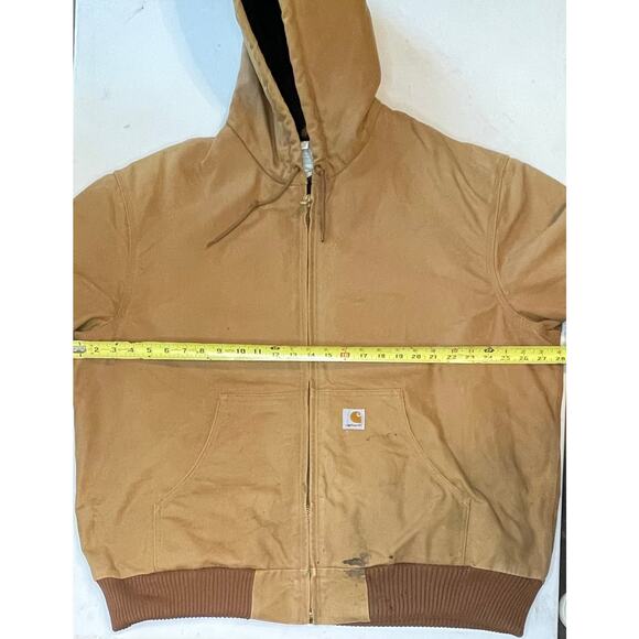Carhartt J140 Duck Active Jacket XL Reg Distressed Workwear Flannel Lined Hoodie - Picture 6 of 12